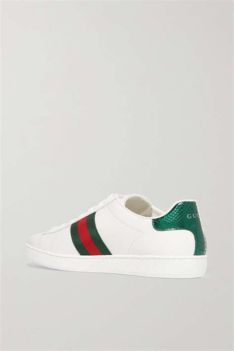 gucci ace watersnake-trimmed embroidered leather sneakers side guide|gucci ace faux water snake.